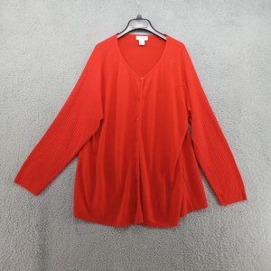 Avenue Sweater Womens 22/24 Red Knit Long Sleeve Button‎ Up Cardigan V Neck